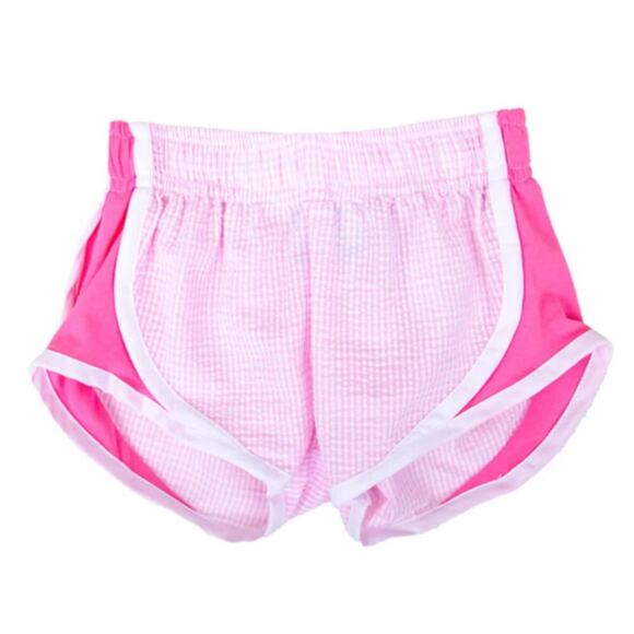 Color Works Girls Pink Gingham Athletic Shorts Size 2T - Picture 1 of 5